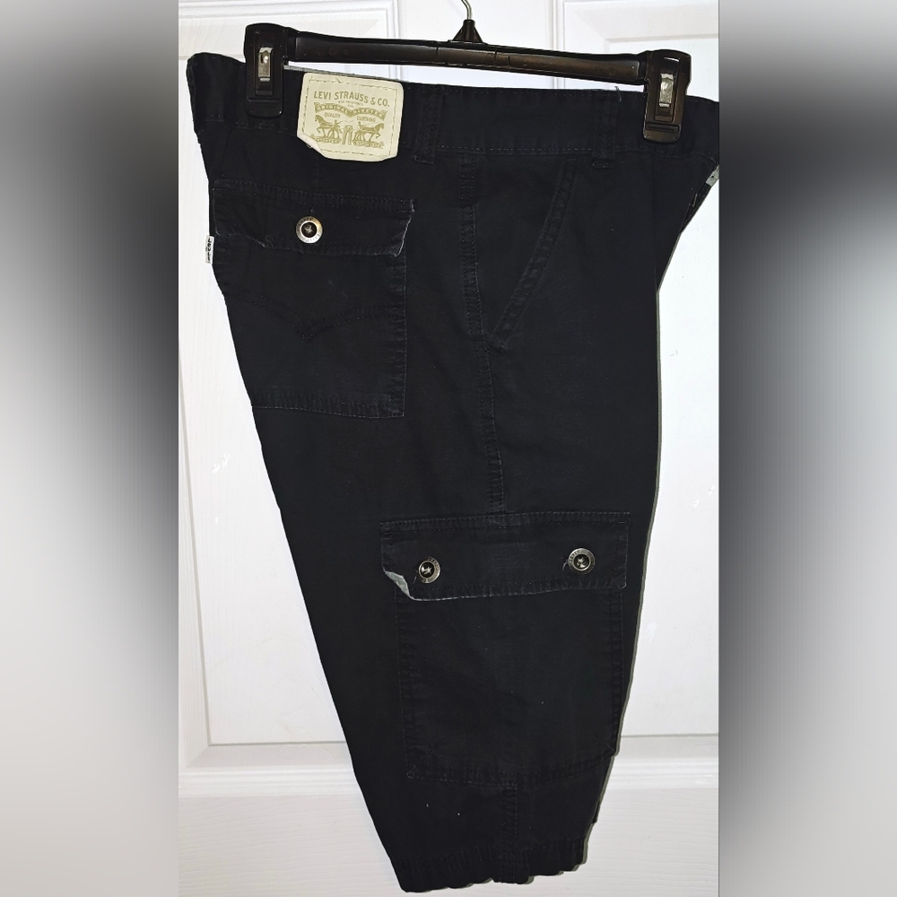 Levi's Black Cargo Shorts with Button-Flap Pockets